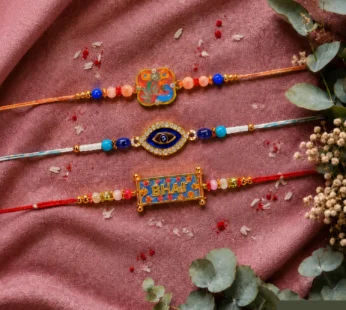 Rakhi for Brother with Ganesh Pooja Thali – Raksha Bandhan Gift Set, Pack of 7