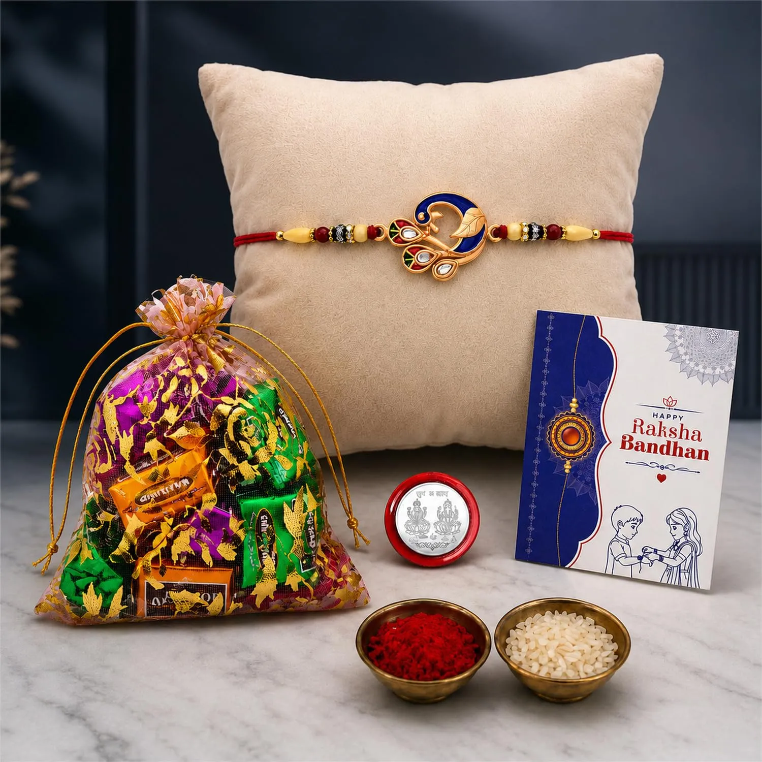 Premium Rakhi for Brother with 10pcs Assorted Treats - Raksha Bandhan Gift Set, Pack of 5 - Buy Online at Alikart