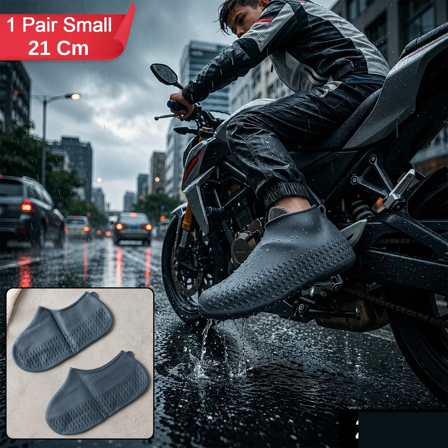 Waterproof Silicone Rain Shoe Cover 21 Cm Small Anti Slip - Detailed Feature View 1