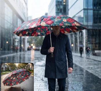Lightweight Foldable Floral Umbrella for Rain, Sun and Everyday Travel Use (1 Pc)