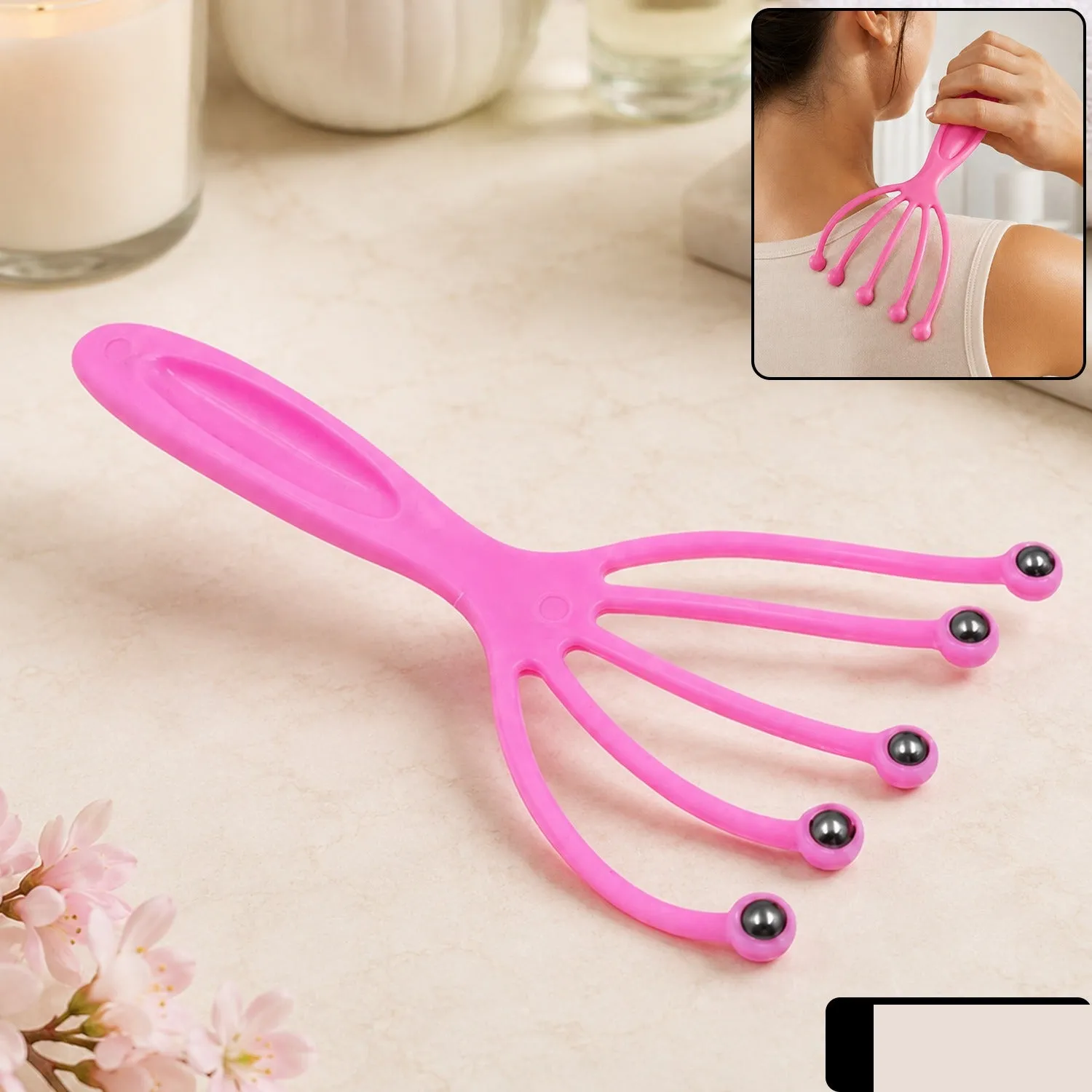 Travel Scalp Head Massager Relaxer Portable Body Stress Relief Tool (1 Pc) - Detailed Feature View 1