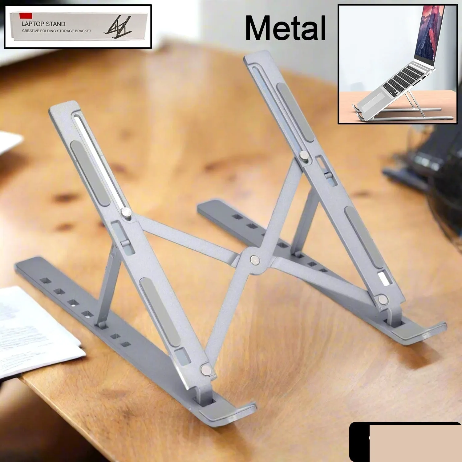 Metal Portable Laptop Stand – 7 Adjustable Angles | Gambit - Detailed Feature View 1