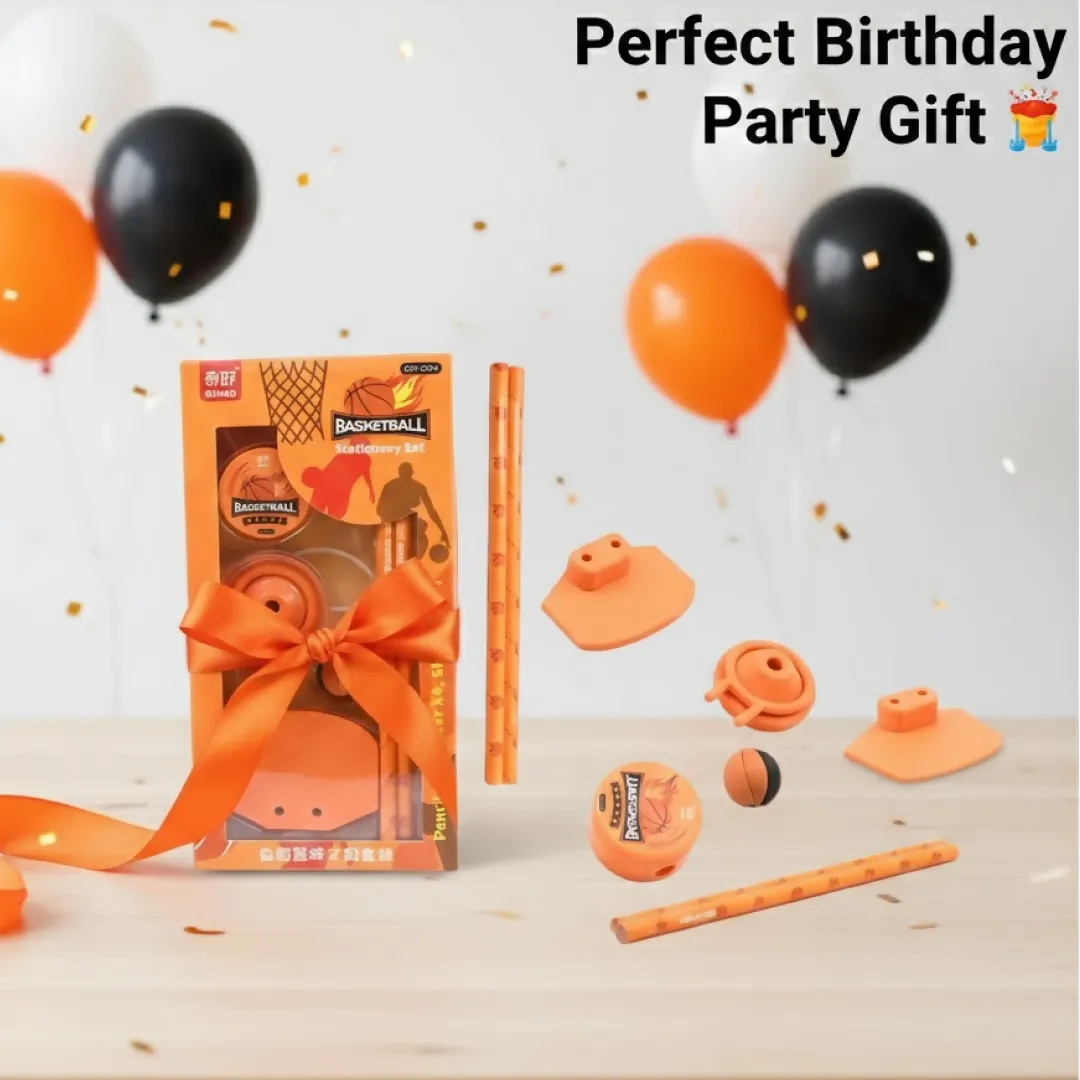 Football & Basketball Stationery Kit Pencil, Sharpener & Eraser (Birthday Gift) - Detailed Feature View 4