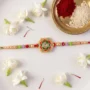 Premium Elegant Rakhi For Brother With Geometric Centerpiece And Designer Greeting Card - Buy Online at Alikart
