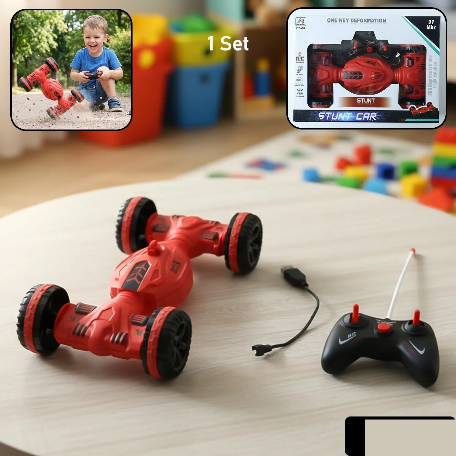 Remote Control Stunt Car – One-Key Deformation & 360° Spin - Detailed Feature View 1