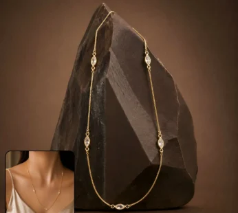 Gold Chain Multi Stone Drop Necklace – Elegant Luxury Jewelry for Any Occasion