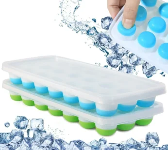 Silicone Ice Cube Tray with Lid Easy Release Stackable Ice Maker Molds (Set of 2)