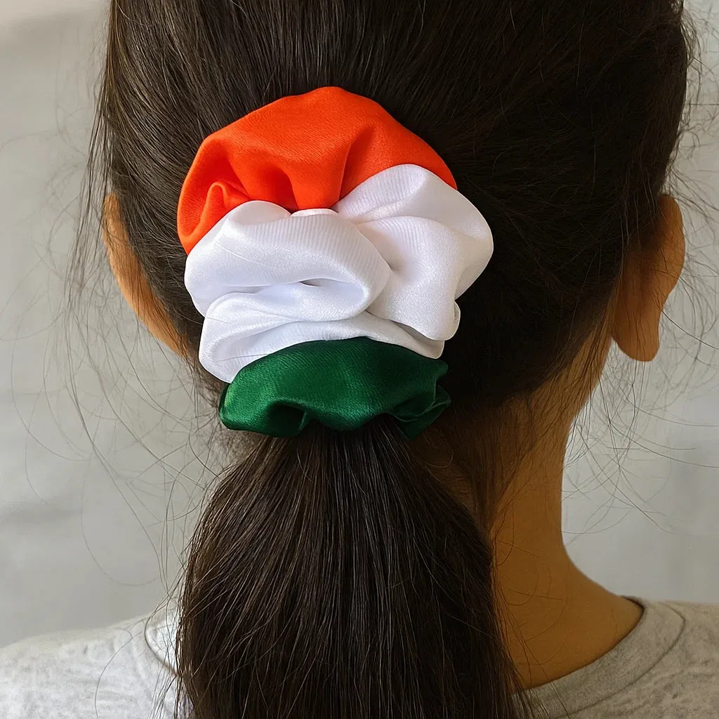 Soft Tri-Color Scrunchie – Trendy Hair Tie for Women & Girls (Pack of 1) - Detailed Feature View 1