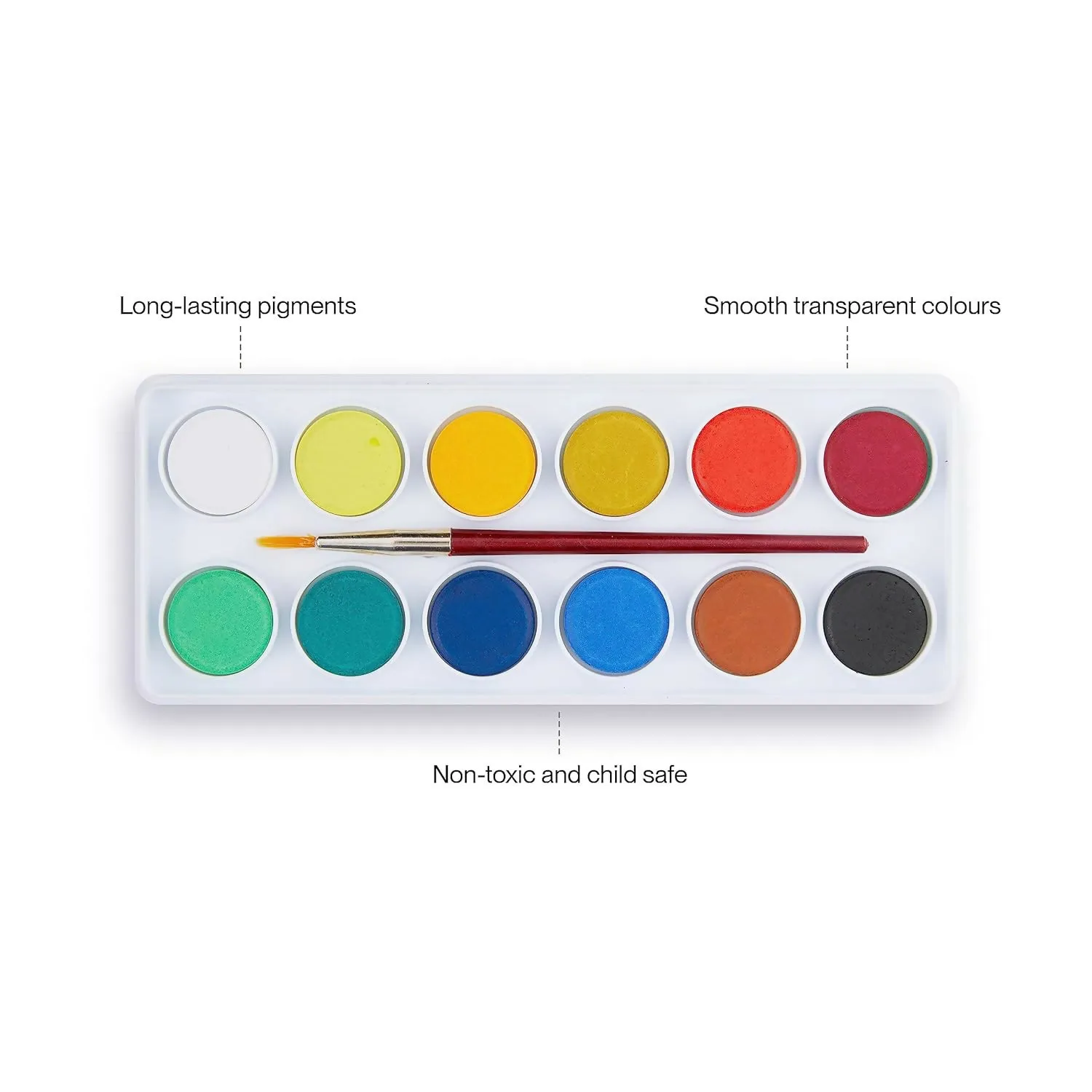 Water Colour Cakes Set – 12 Vibrant Camel Shades with Free Brush - Detailed Feature View 2