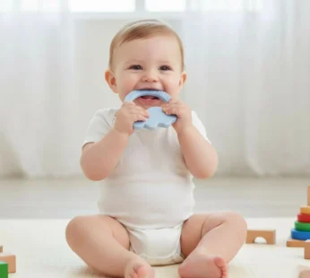 Rhino Shaped Baby Teether – Soothing Silicone Grip Toy