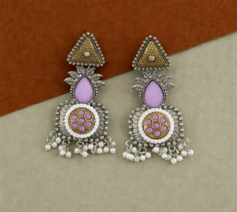 Statement Drop Earrings – Elegant Pink & Pearl Embellishments