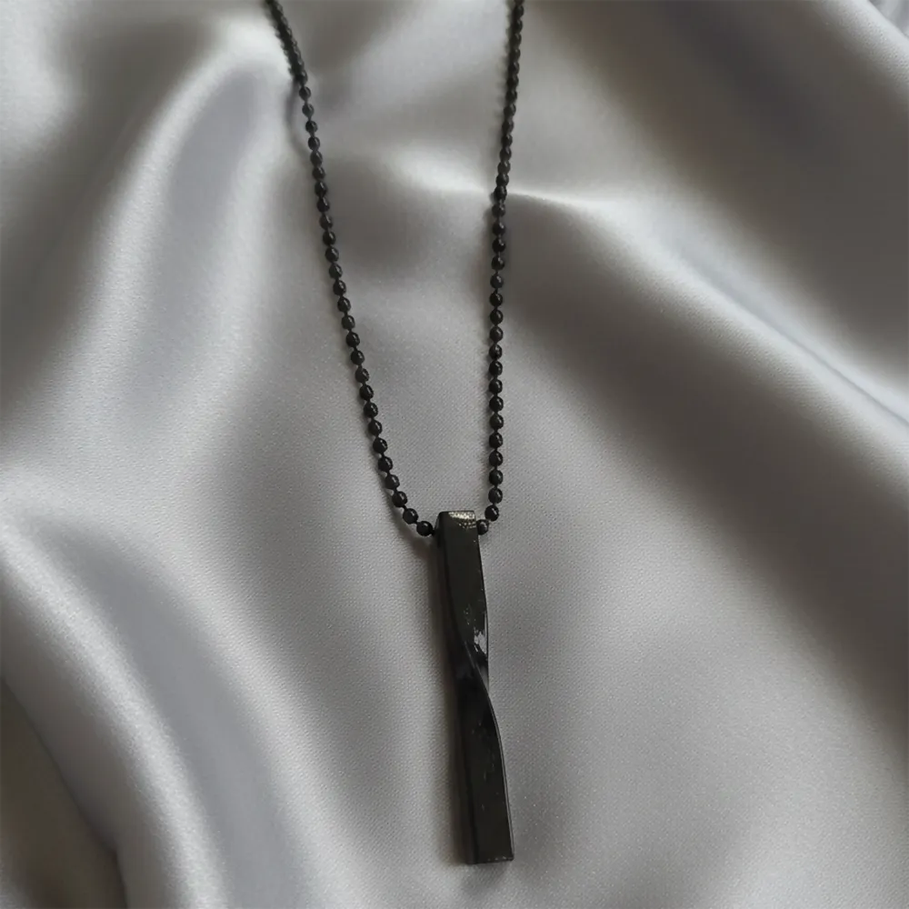 Premium Black Twisted Bar Chain Pendant – Sleek Masculine Style - Buy Online at Alikart