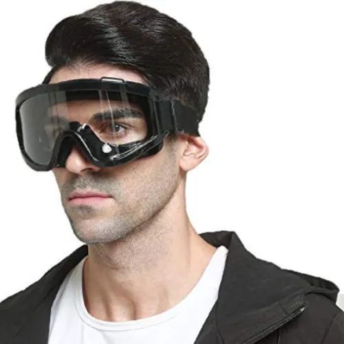 Adult Motorbike & Motocross Goggles – Transparent Racing Goggles for ATV/Dirt Bikes with Adjustable Strap (Pack of 1) - Detailed Feature View 1