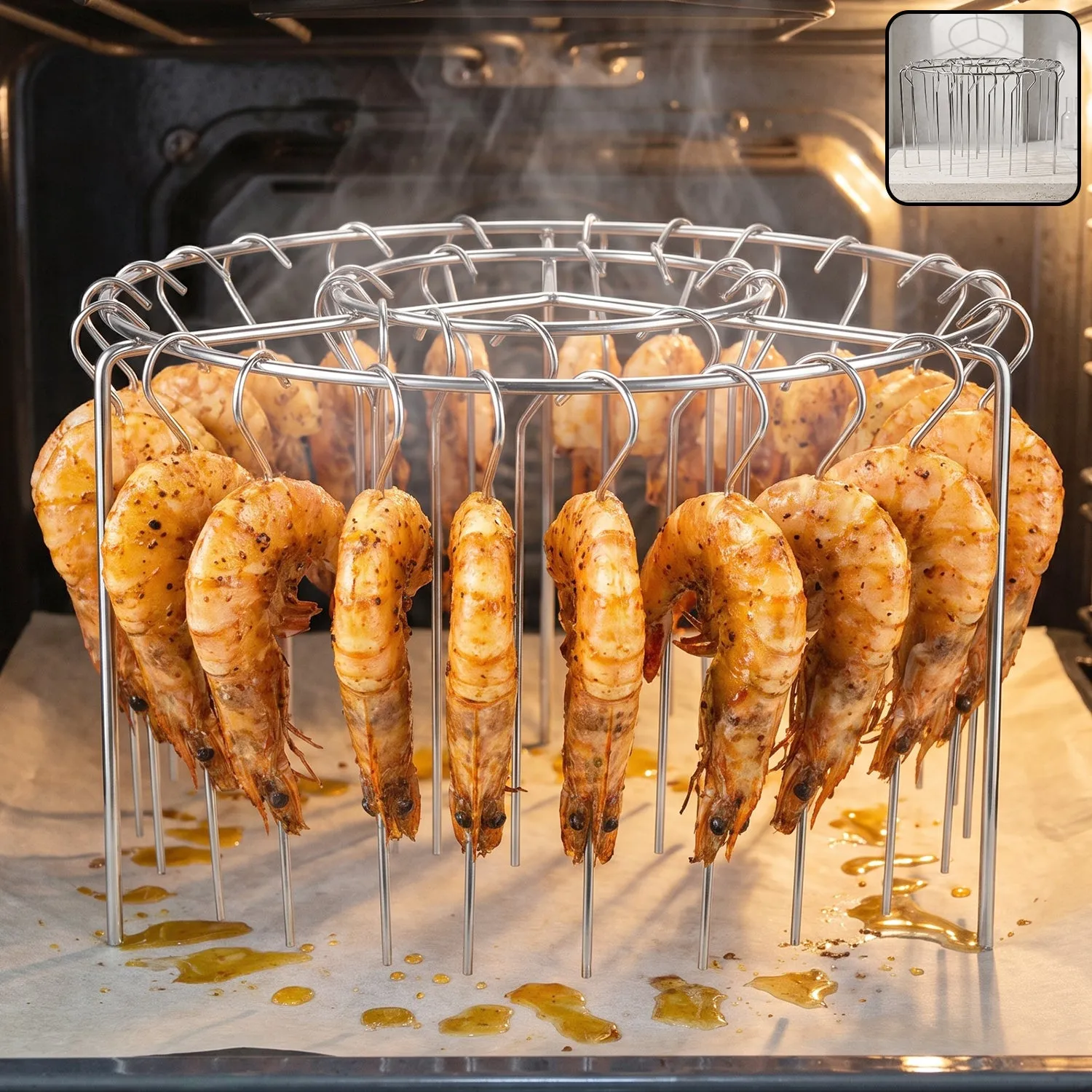 Premium Air Fryer Skewer Stand Stainless Steel BBQ Kebab Rack Holder (1 Set) - Buy Online at Alikart