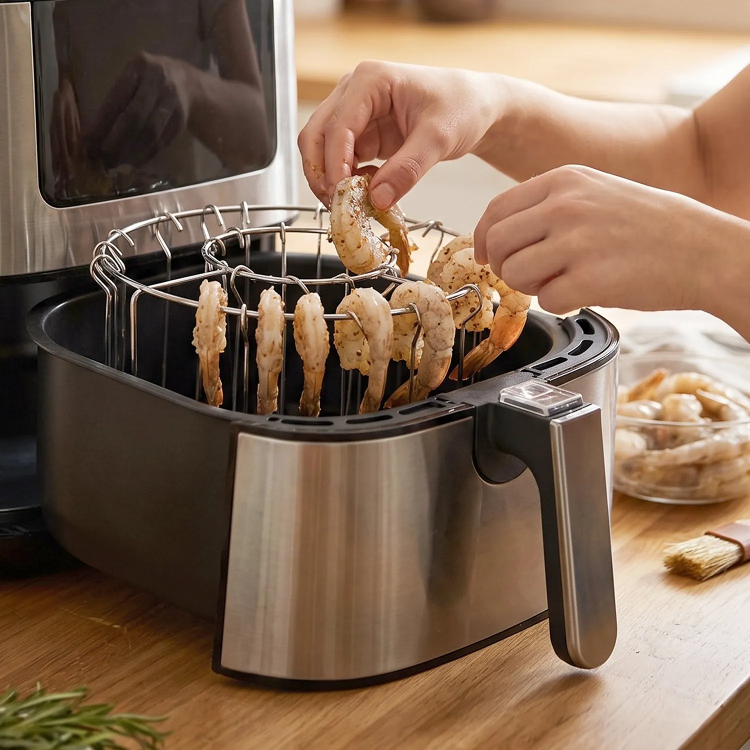 Air Fryer Skewer Stand Stainless Steel BBQ Kebab Rack Holder (1 Set) - Detailed Feature View 3
