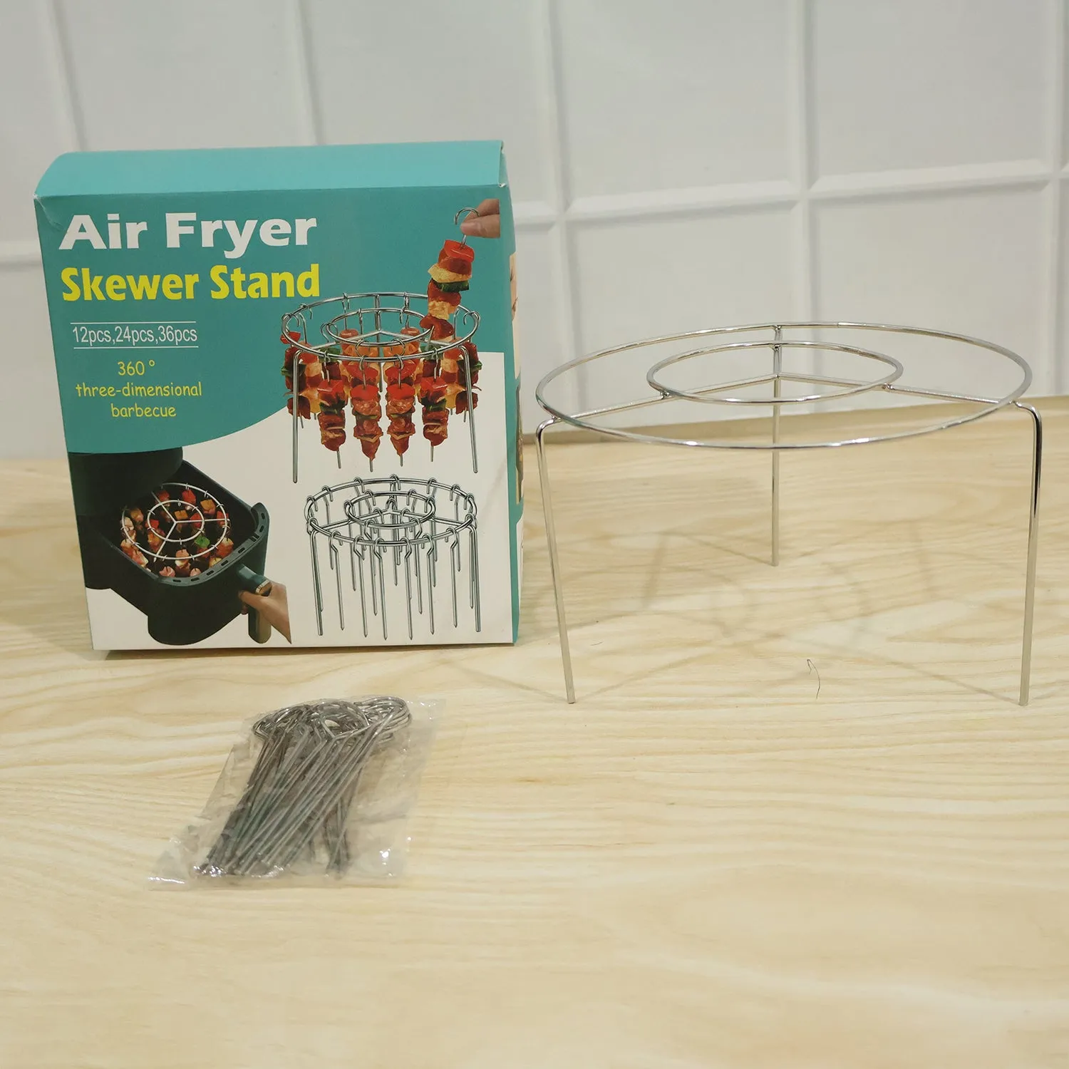 Air Fryer Skewer Stand Stainless Steel BBQ Kebab Rack Holder (1 Set) - Detailed Feature View 7