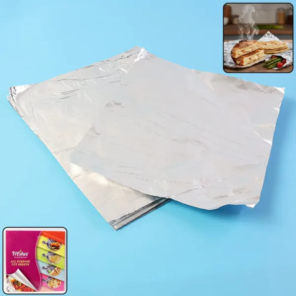 Aluminium Foil Cut Sheets 220×250 mm – Pre-Cut Food Wrap 50 Sheets