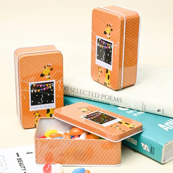 Animal Print Tin Storage Box – Set Of 3, Orange & Yellow