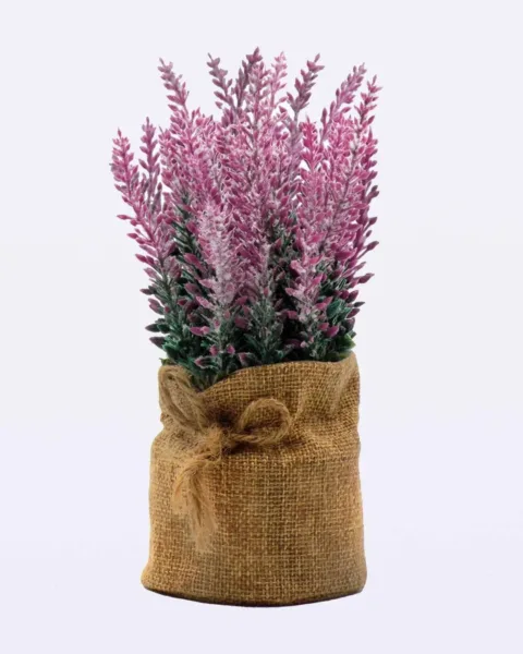 Artificial Flower Plant with Sack Bag, Pink, Jute & Plastic