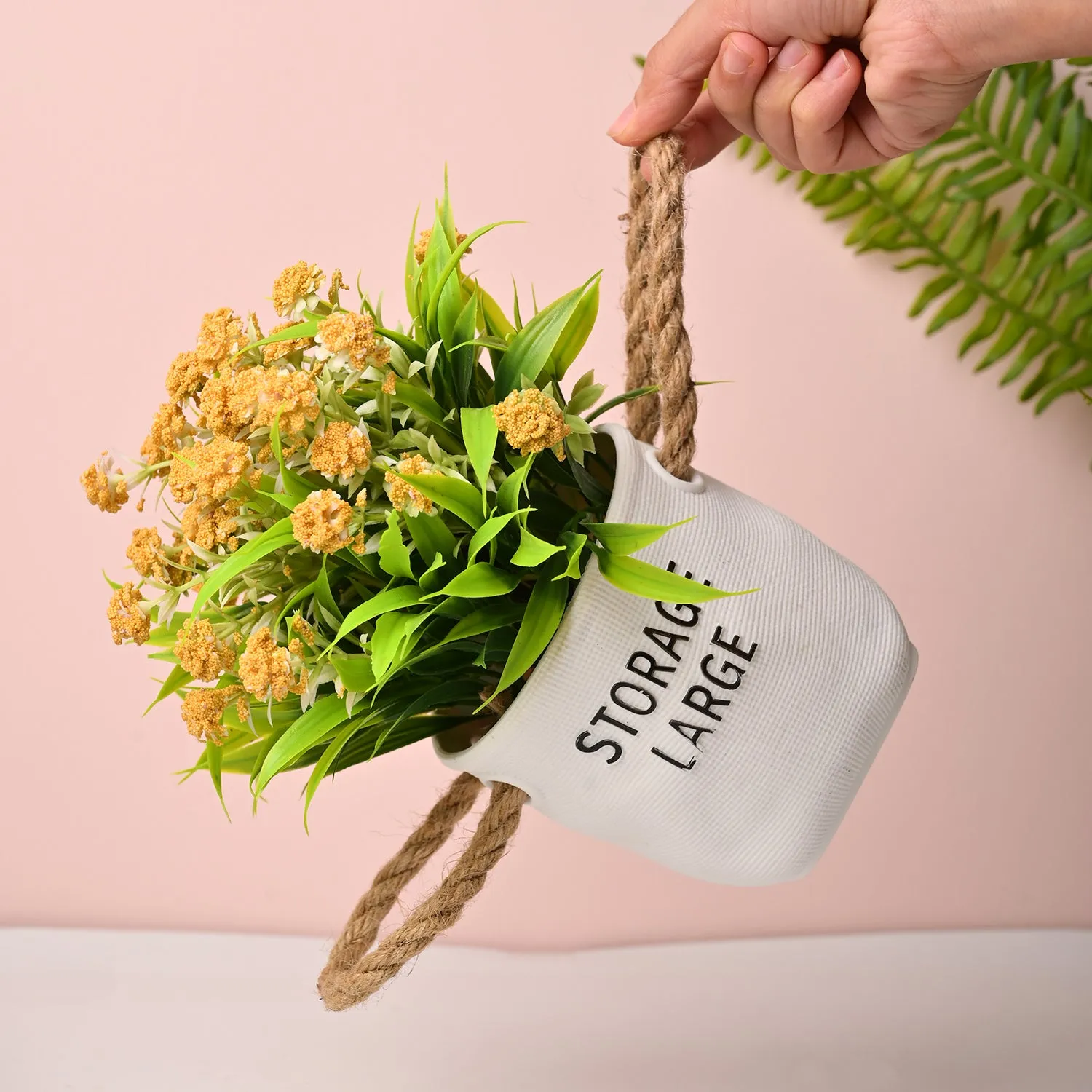 Premium Artificial Flower With Pot – Green & White - Buy Online at Alikart