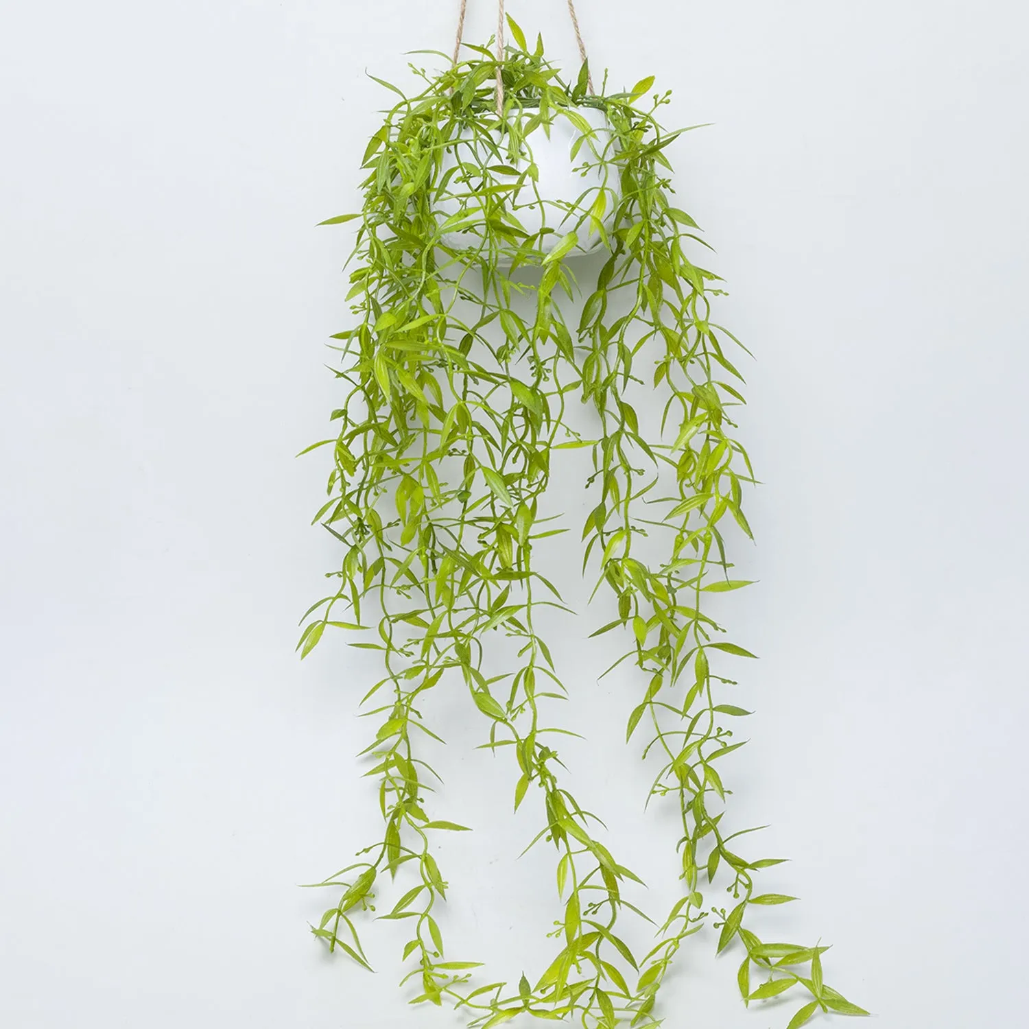Premium Artificial Greenery Hanging Plant With White Pot -For Home Décor - Buy Online at Alikart