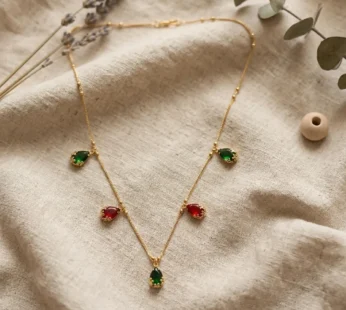 Minimalist Gold Necklace with Clear Faceted Teardrop Gemstone