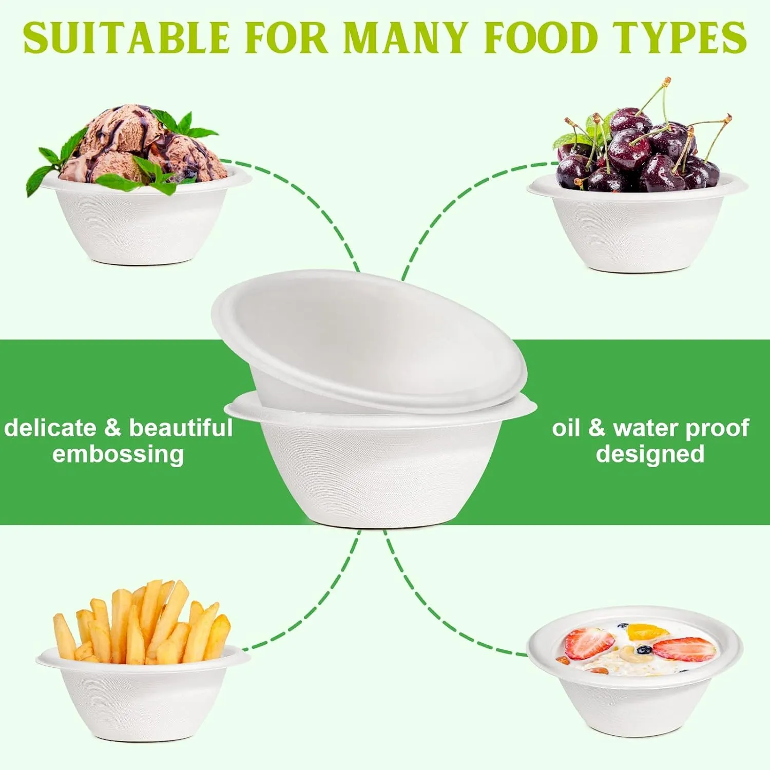 Compostable Bagasse Bowl – 180 ml Eco-Friendly Round Serving - Detailed Feature View 6