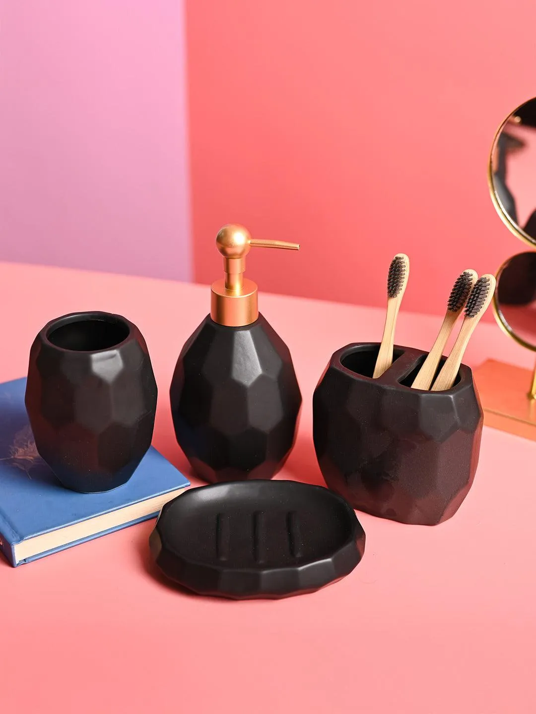 Premium Black Ceramic Soap Dispenser - Set Of 4 - Buy Online at Alikart