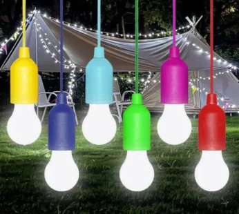 LED Pull Cord Pendant Light with Drawstring – Portable Hanging Lamp for Home, Camping & Outdoor Use (White light in Random color-Pack of 1)