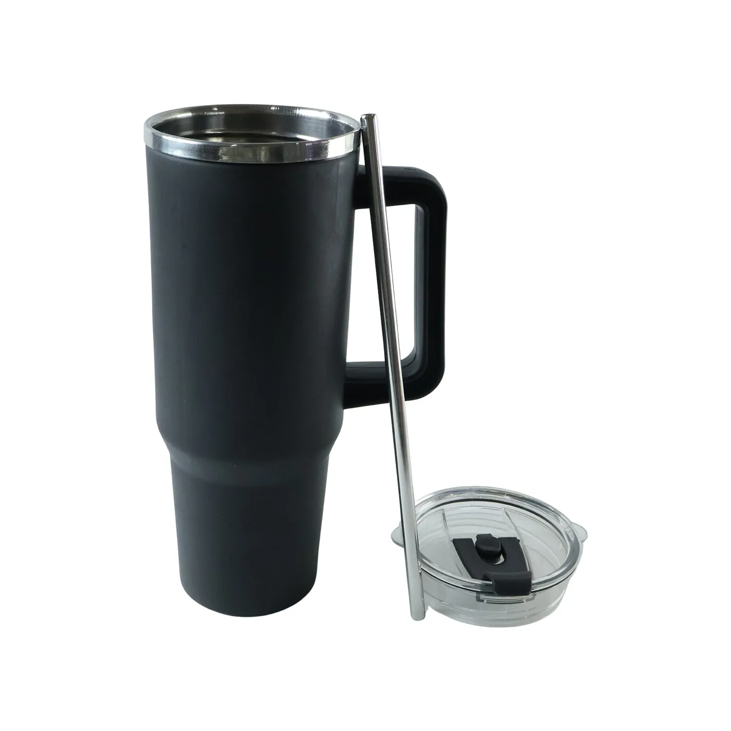 Konvex Hydra Insulated Travel Tumbler 1200 ML with Handle Straw Black (1 Pc) - Detailed Feature View 4