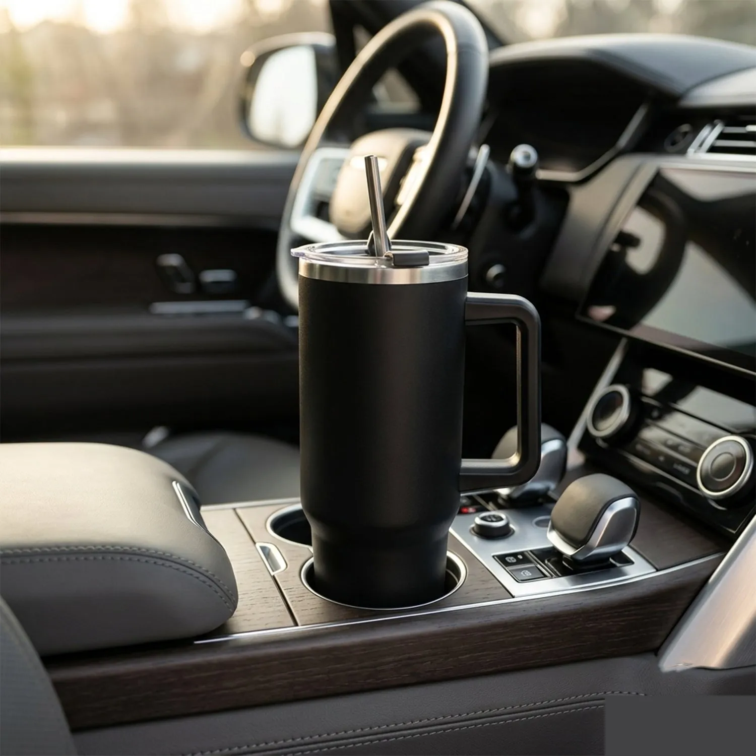 Konvex Hydra Insulated Travel Tumbler 1200 ML with Handle Straw Black (1 Pc) - Detailed Feature View 2