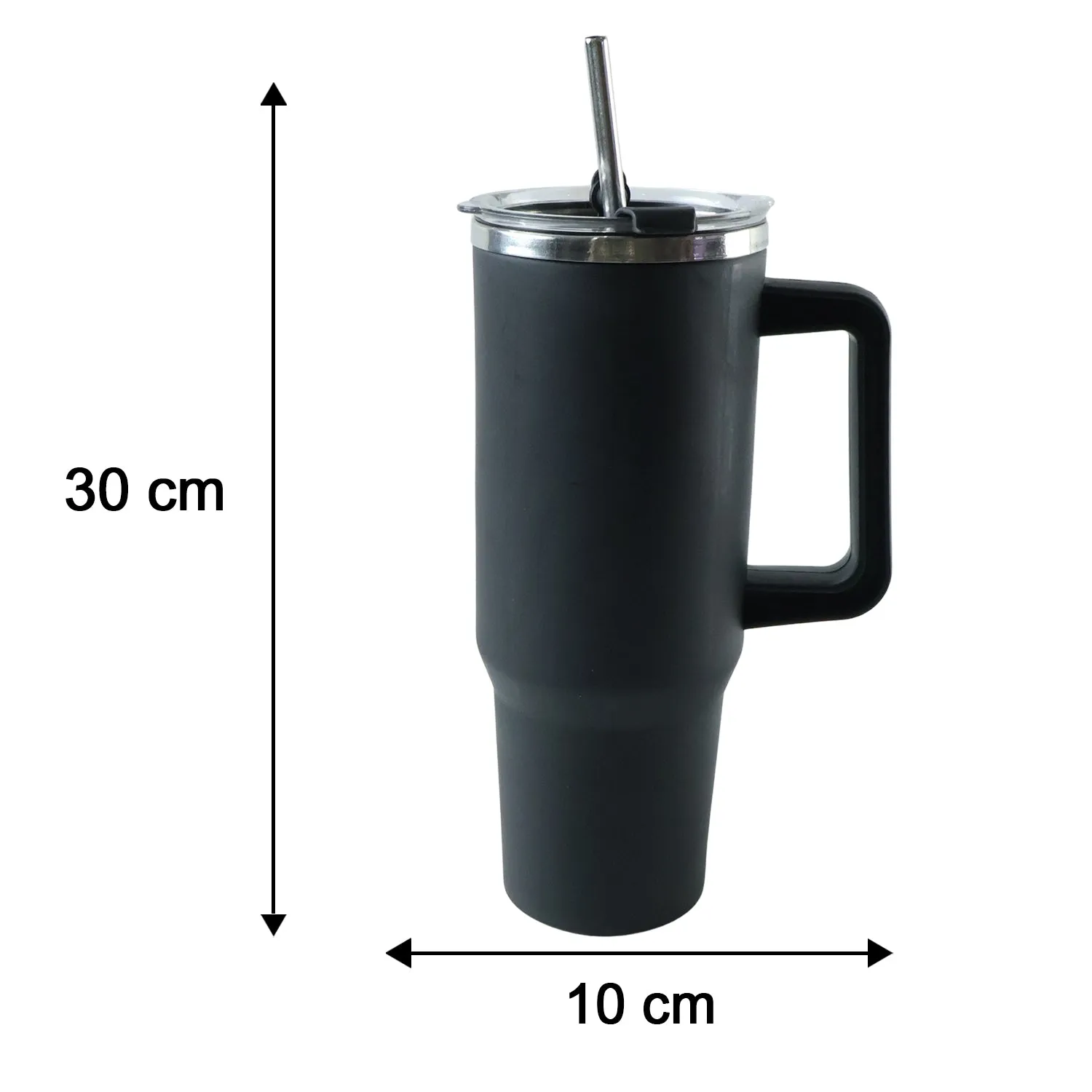 Konvex Hydra Insulated Travel Tumbler 1200 ML with Handle Straw Black (1 Pc) - Detailed Feature View 5