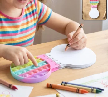 Mini Pop It Diary Fidget Notebook for Kids Rainbow Silicone Bubble (1 Pc)