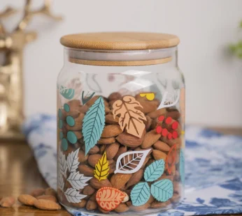 Borosilicate Glass Jar – 650Ml, Leaf Prints