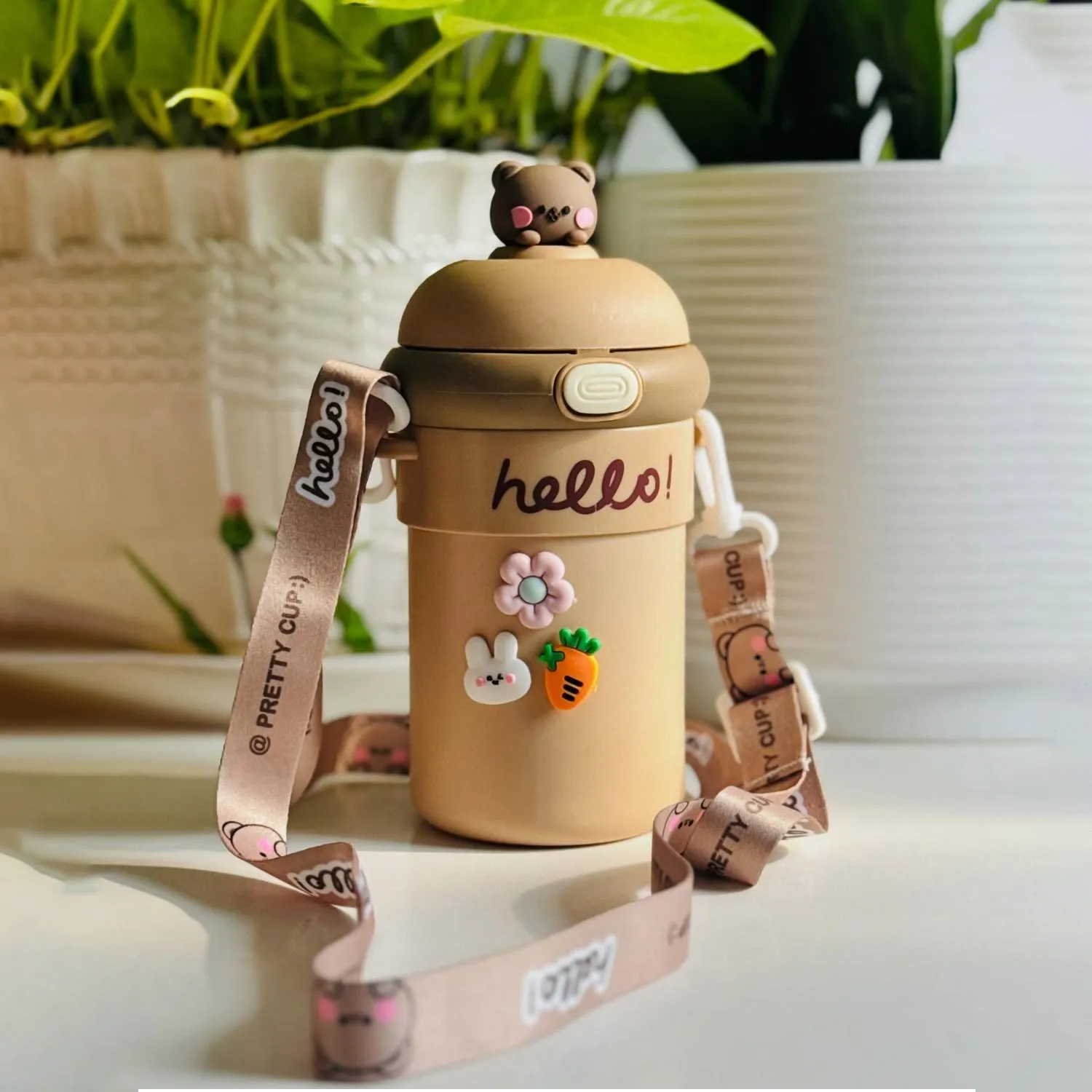Kids Sipper Water Bottle 450 ml with Bouncing Straw and Carry Strap (1 Pc) - Detailed Feature View 7