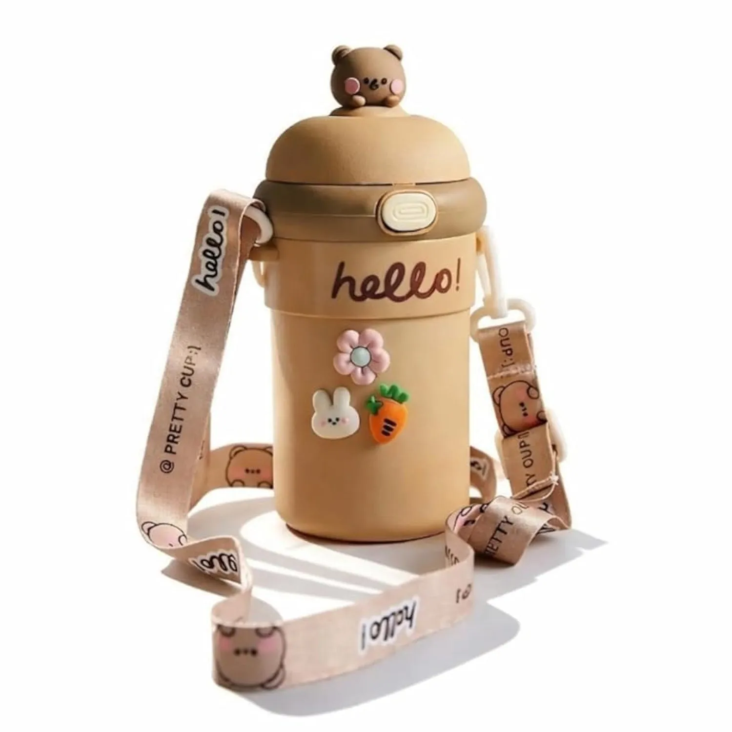 Kids Sipper Water Bottle 450 ml with Bouncing Straw and Carry Strap (1 Pc) - Detailed Feature View 4