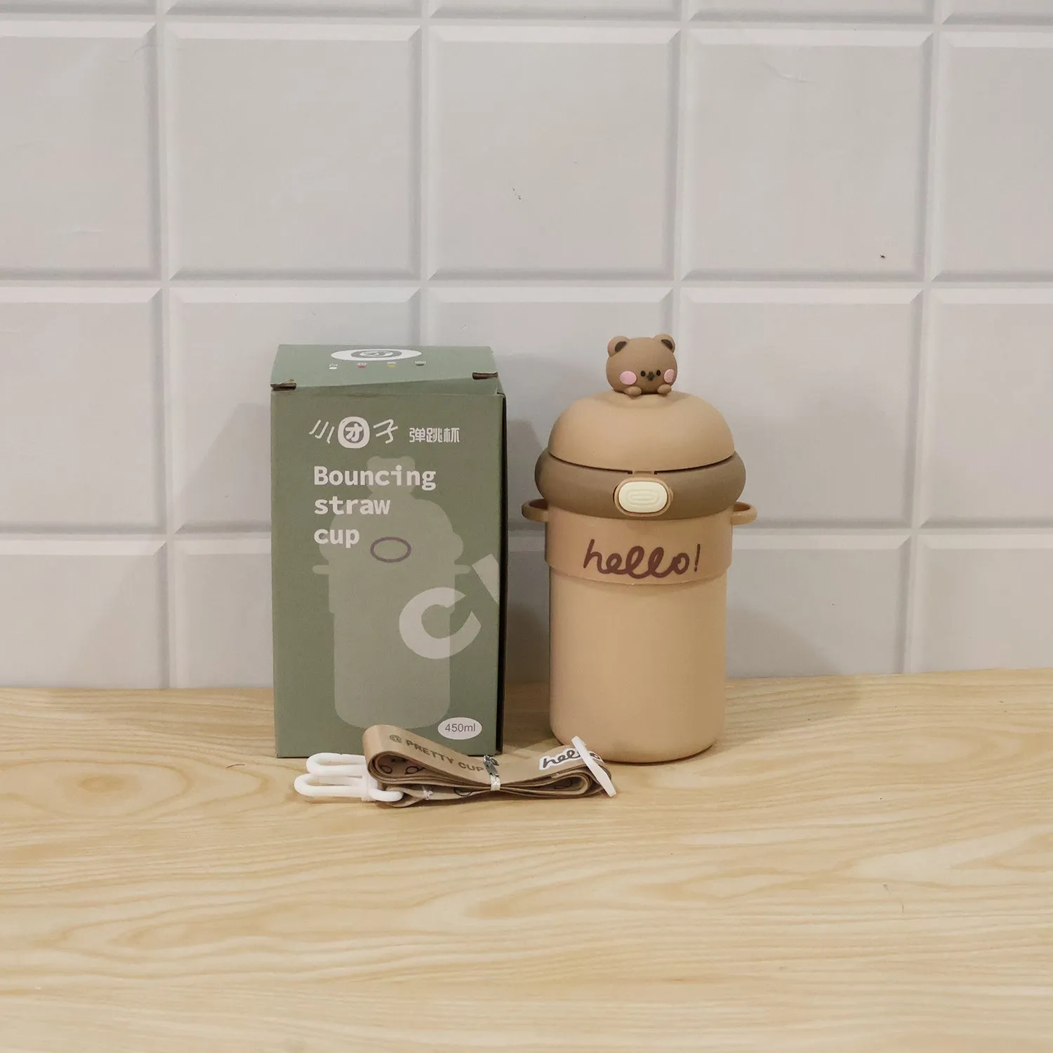 Kids Sipper Water Bottle 450 ml with Bouncing Straw and Carry Strap (1 Pc) - Detailed Feature View 9