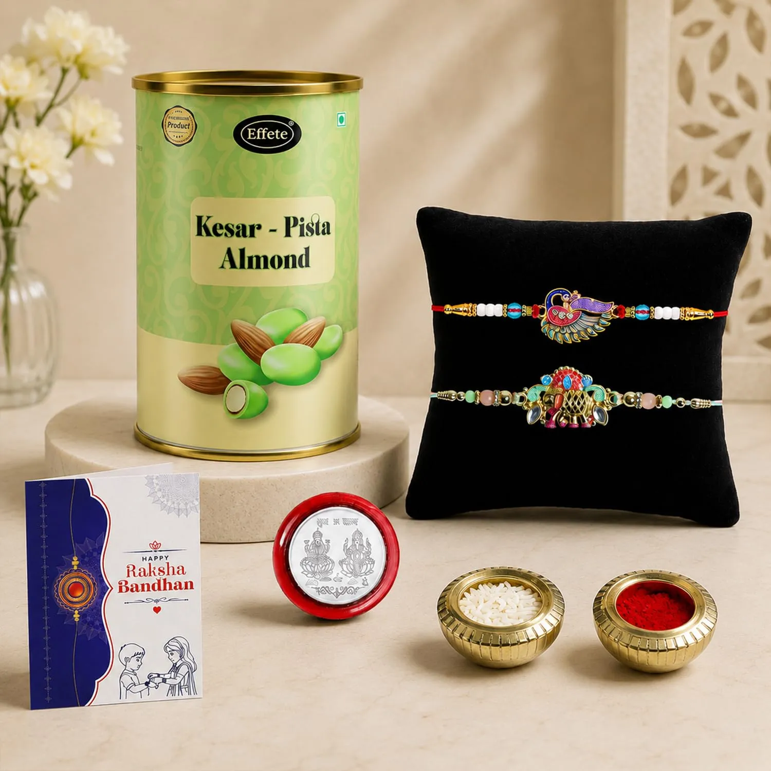 Premium Brother Bonding Rakhi for Brother with Kesar-Pista Almond 96gm, Pack of 6 - Buy Online at Alikart