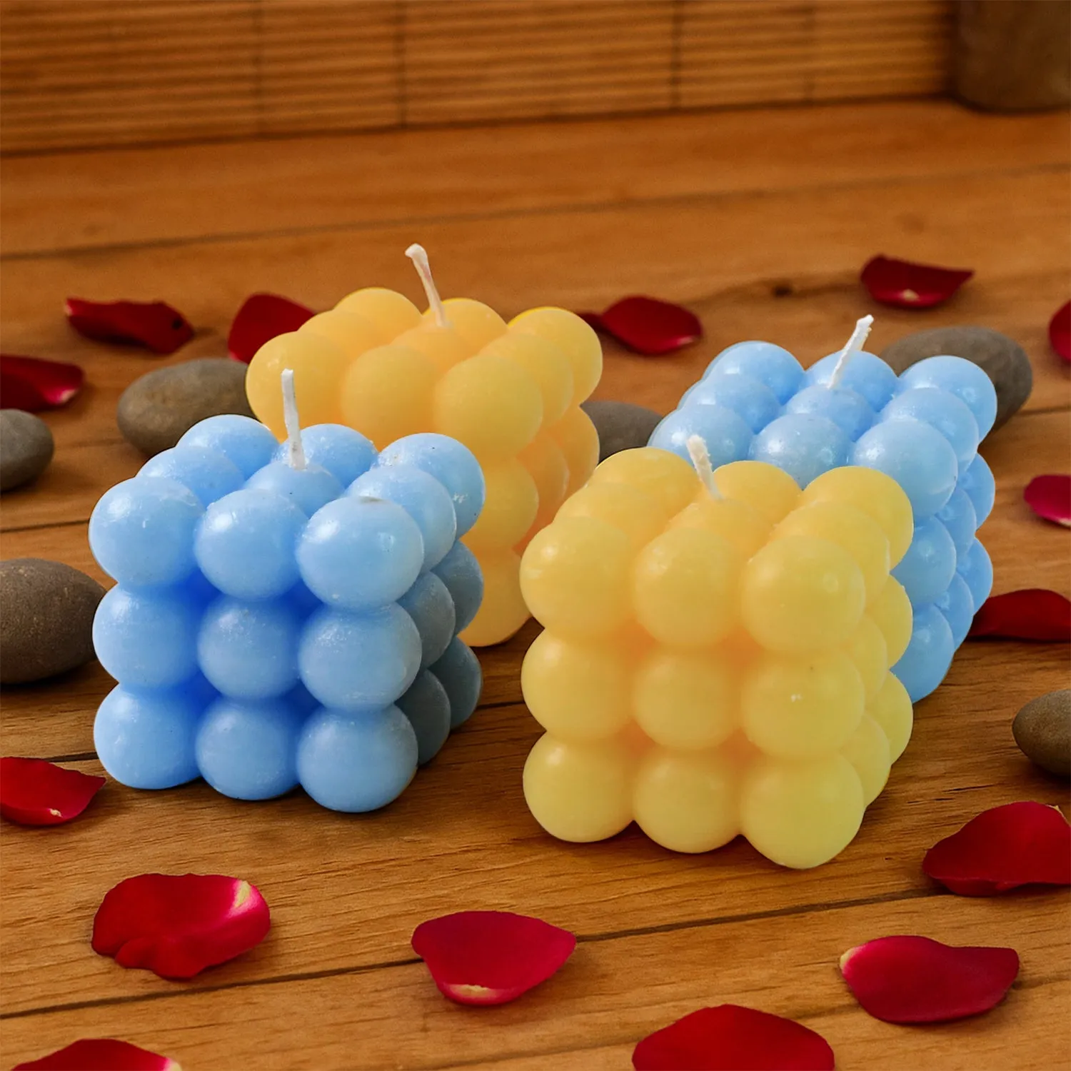 Cube Candles – Colorful Decorative Wax Set of 4 - Detailed Feature View 5