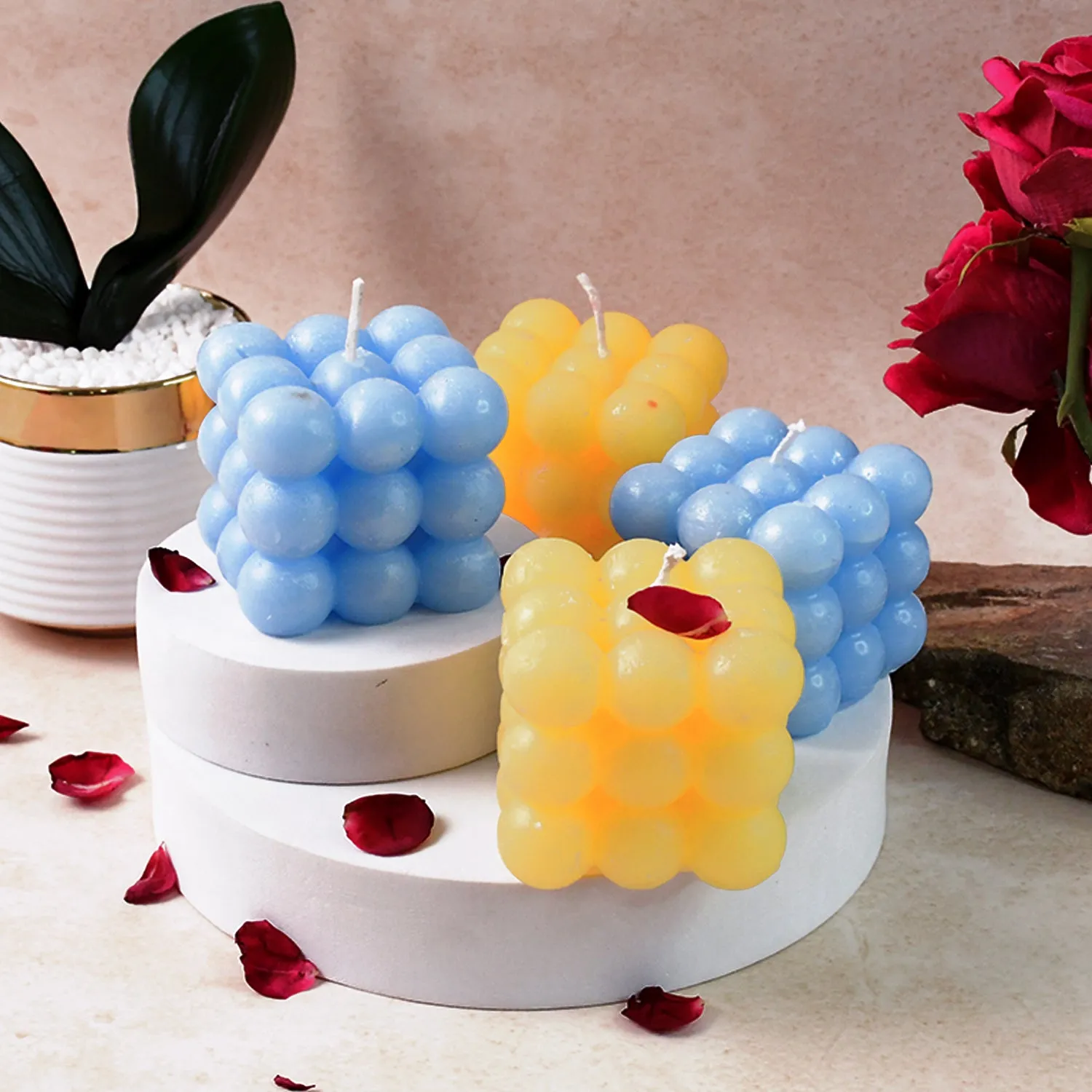 Cube Candles – Colorful Decorative Wax Set of 4 - Detailed Feature View 6