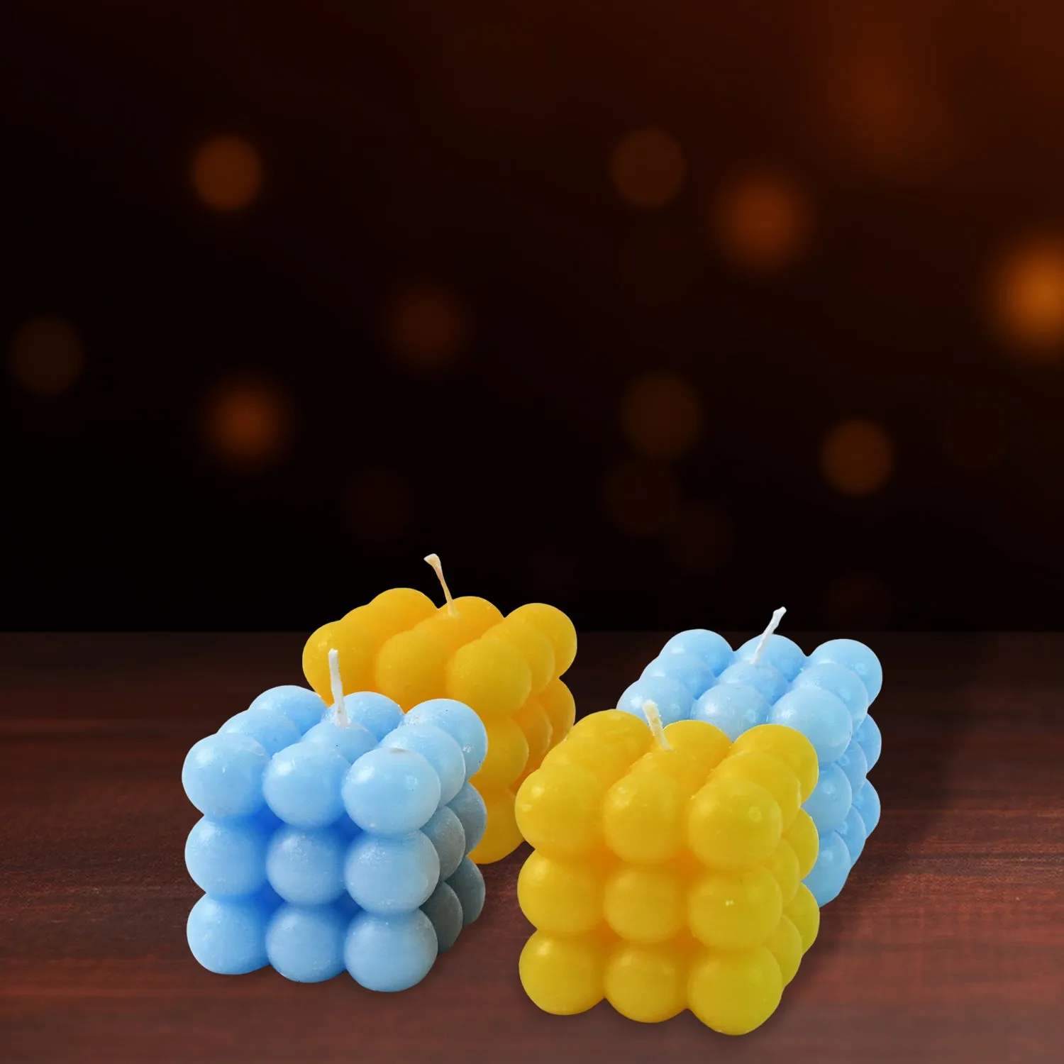 Cube Candles – Colorful Decorative Wax Set of 4 - Detailed Feature View 2