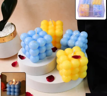 Cube Candles – Colorful Decorative Wax Set of 4