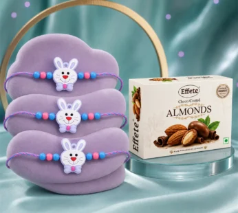 Bunny Kids Rakhi Set with Choco Almonds, Pack of 3