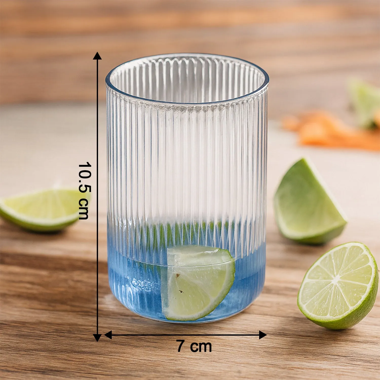 Plastic Glass Set – 6 Tall Ribbed 300ml Unbreakable Glasses - Detailed Feature View 4