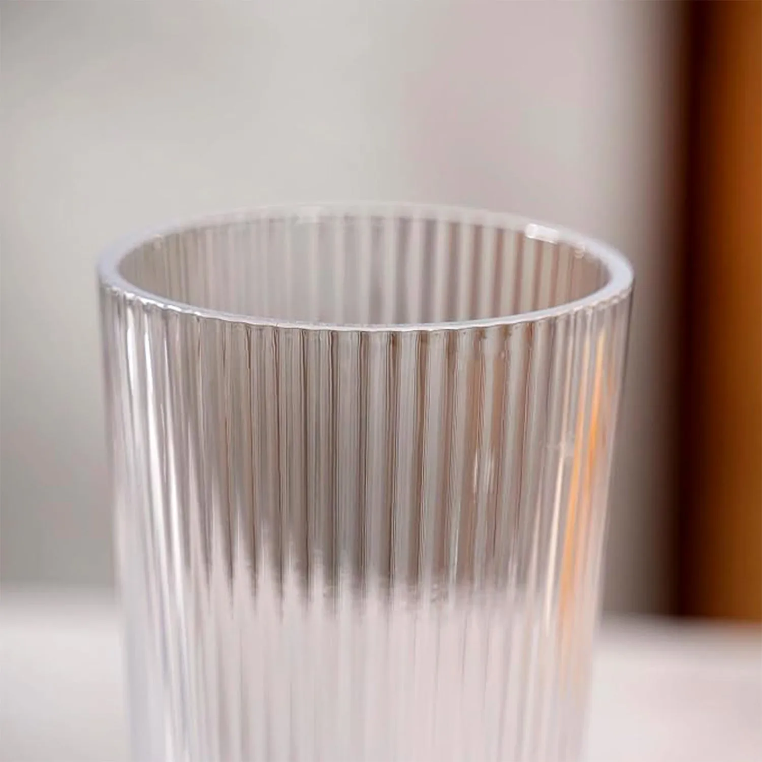 Plastic Glass Set – 6 Tall Ribbed 300ml Unbreakable Glasses - Detailed Feature View 10