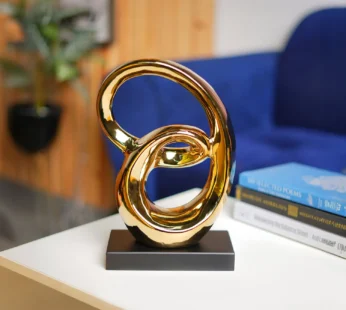 Ceramic Looping Shape Sculpture Decor Object in Black & Golden