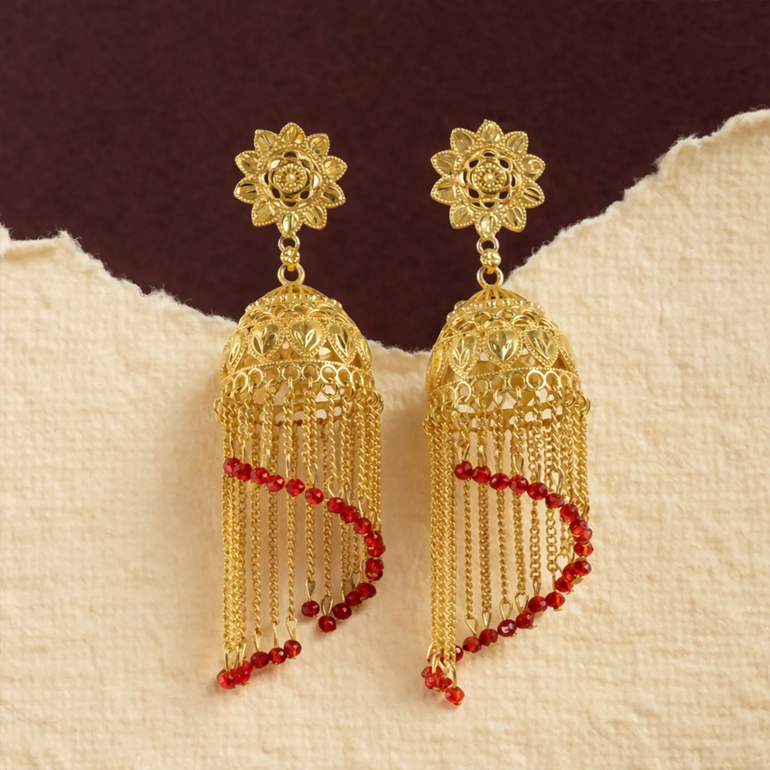 Premium Traditional Jhumka Earrings – Elegant Ethnic Gold Tone Design - Buy Online at Alikart