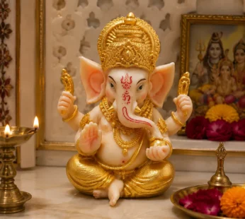 Premium Golden Ganesh Idol for Car Dashboard & Home Temple (9 cm)