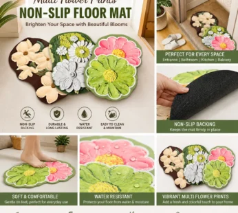 Multi Flower Prints Non-Slip Floor Mat – Random Shape & Design | Soft, Durable & Anti-Skid Home Flooring Rug(Pack of 1)