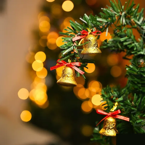 Christmas Bells Tree Decoration (Gold, Set Of 18, Assorted)